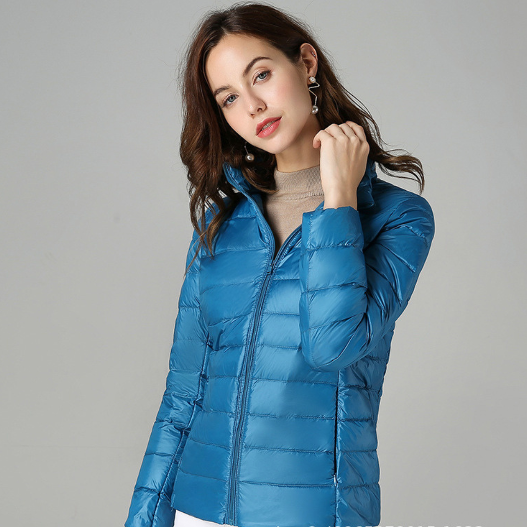 Aurora – Neue ultraleichte Jacke mit weißen Entendaunen