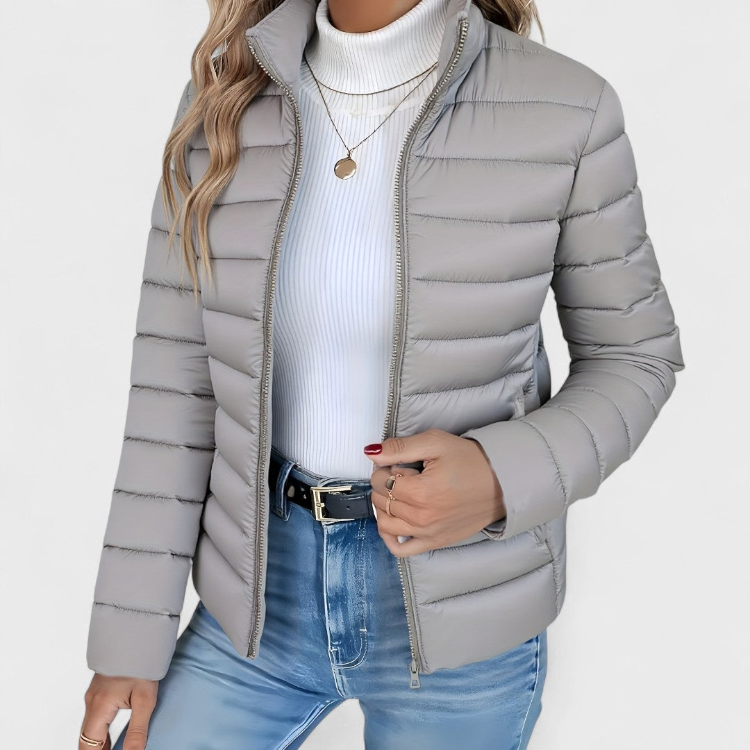 Elisa - Elegante Langjacke mit Stehkragen