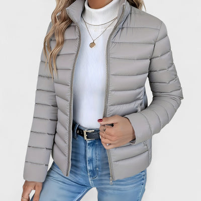 Elisa - Elegante Langjacke mit Stehkragen