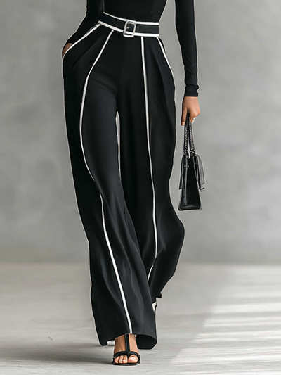 Elena | Zweiteiliges Set – Rollkragenpullover & Hose mit Gürtel