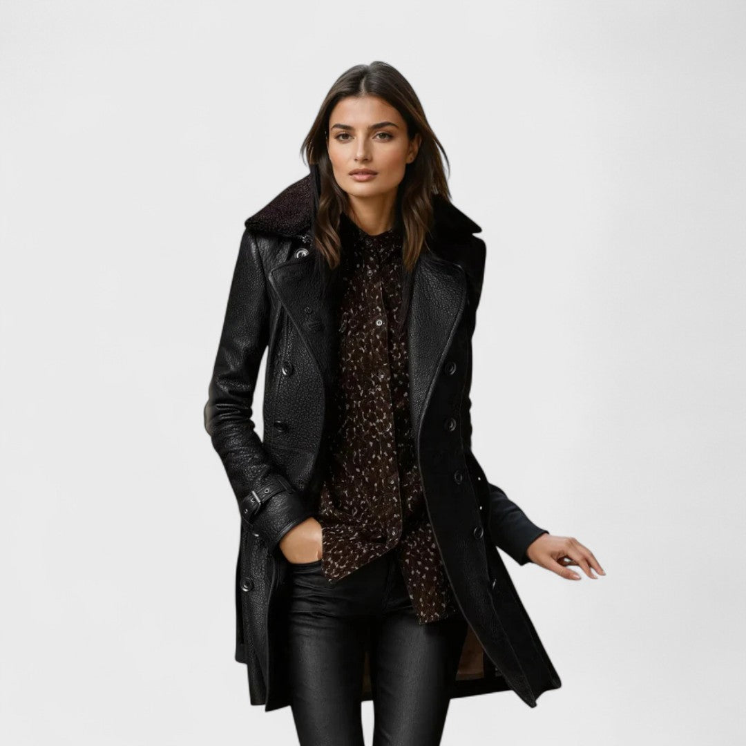 Marie – Eleganter 3/4-Mantel aus Leder