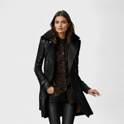 Marie – Eleganter 3/4-Mantel aus Leder