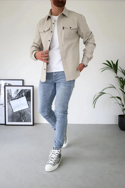 Herrenjacke mit Knopfverschluss und Brusttaschen – Weiche Baumwolle