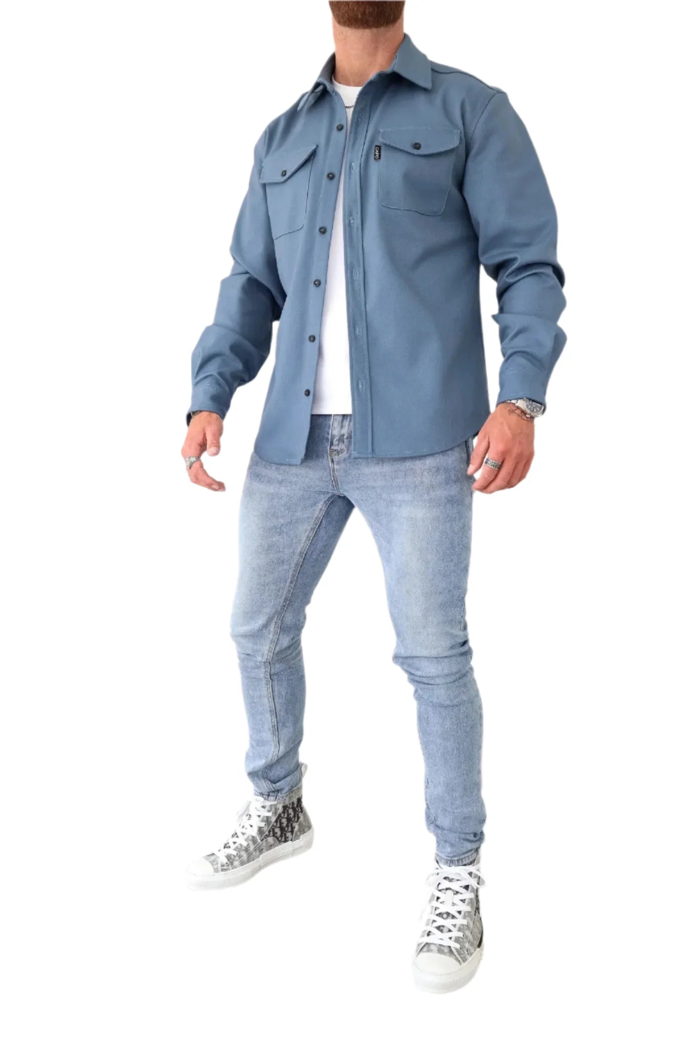 Herrenjacke mit Knopfverschluss und Brusttaschen – Weiche Baumwolle