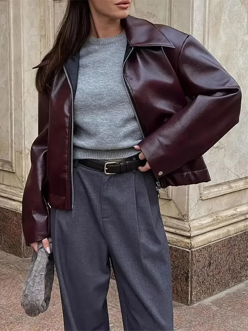 Cassidy – Elegante Oversize-Lederjacke