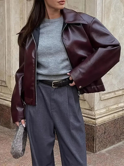 Cassidy – Elegante Oversize-Lederjacke