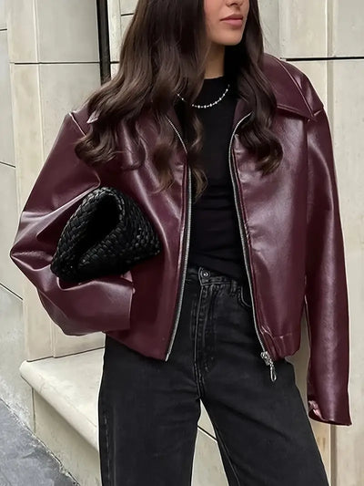 Cassidy – Elegante Oversize-Lederjacke