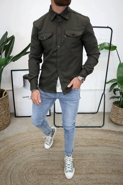 Herrenjacke mit Knopfverschluss und Brusttaschen – Weiche Baumwolle