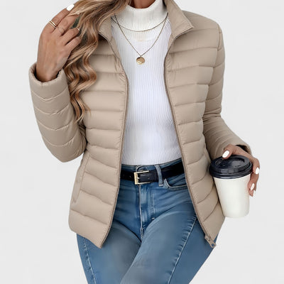 Elisa - Elegante Langjacke mit Stehkragen
