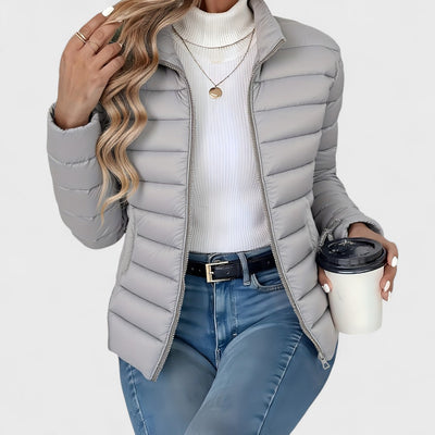 Elisa - Elegante Langjacke mit Stehkragen