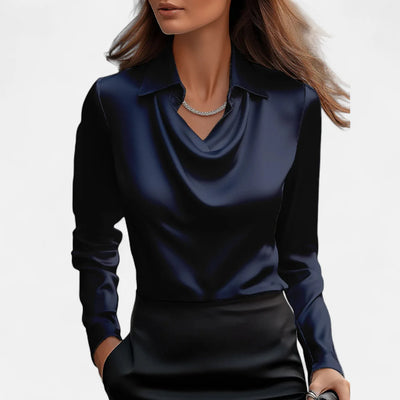 Elara | Satinbluse mit drapiertem Ausschnitt