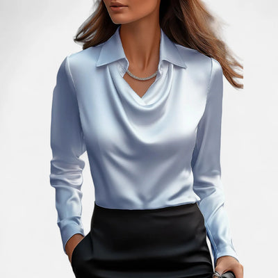 Elara | Satinbluse mit drapiertem Ausschnitt