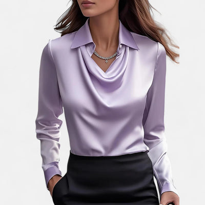 Elara | Satinbluse mit drapiertem Ausschnitt