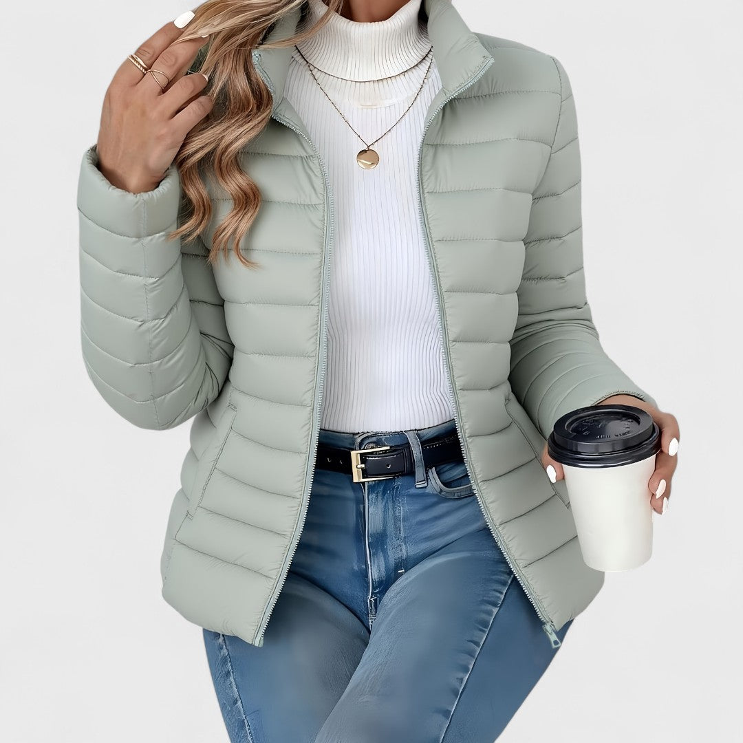 Elisa - Elegante Langjacke mit Stehkragen