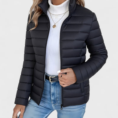 Elisa - Elegante Langjacke mit Stehkragen
