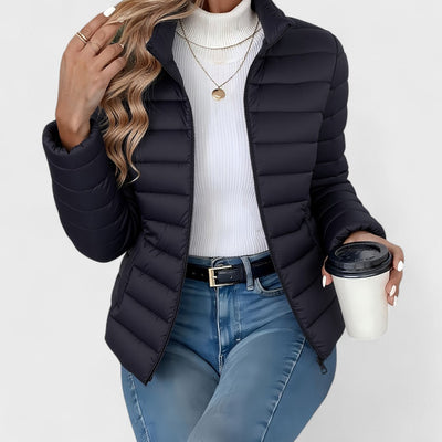 Elisa - Elegante Langjacke mit Stehkragen