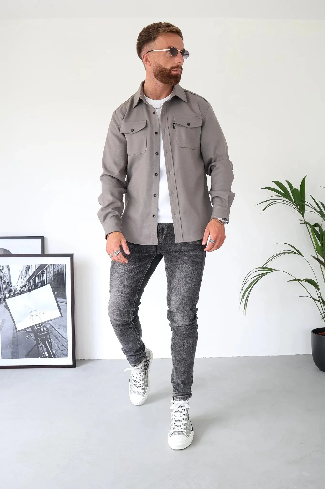 Herrenjacke mit Knopfverschluss und Brusttaschen – Weiche Baumwolle