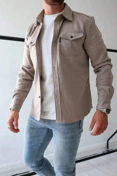 Herrenjacke mit Knopfverschluss und Brusttaschen – Weiche Baumwolle