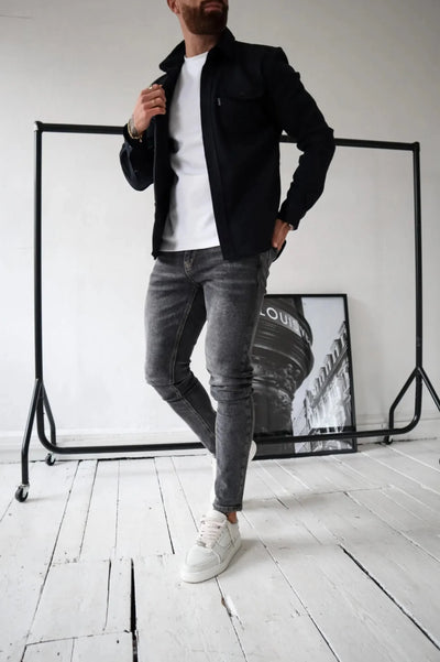 Herrenjacke mit Knopfverschluss und Brusttaschen – Weiche Baumwolle